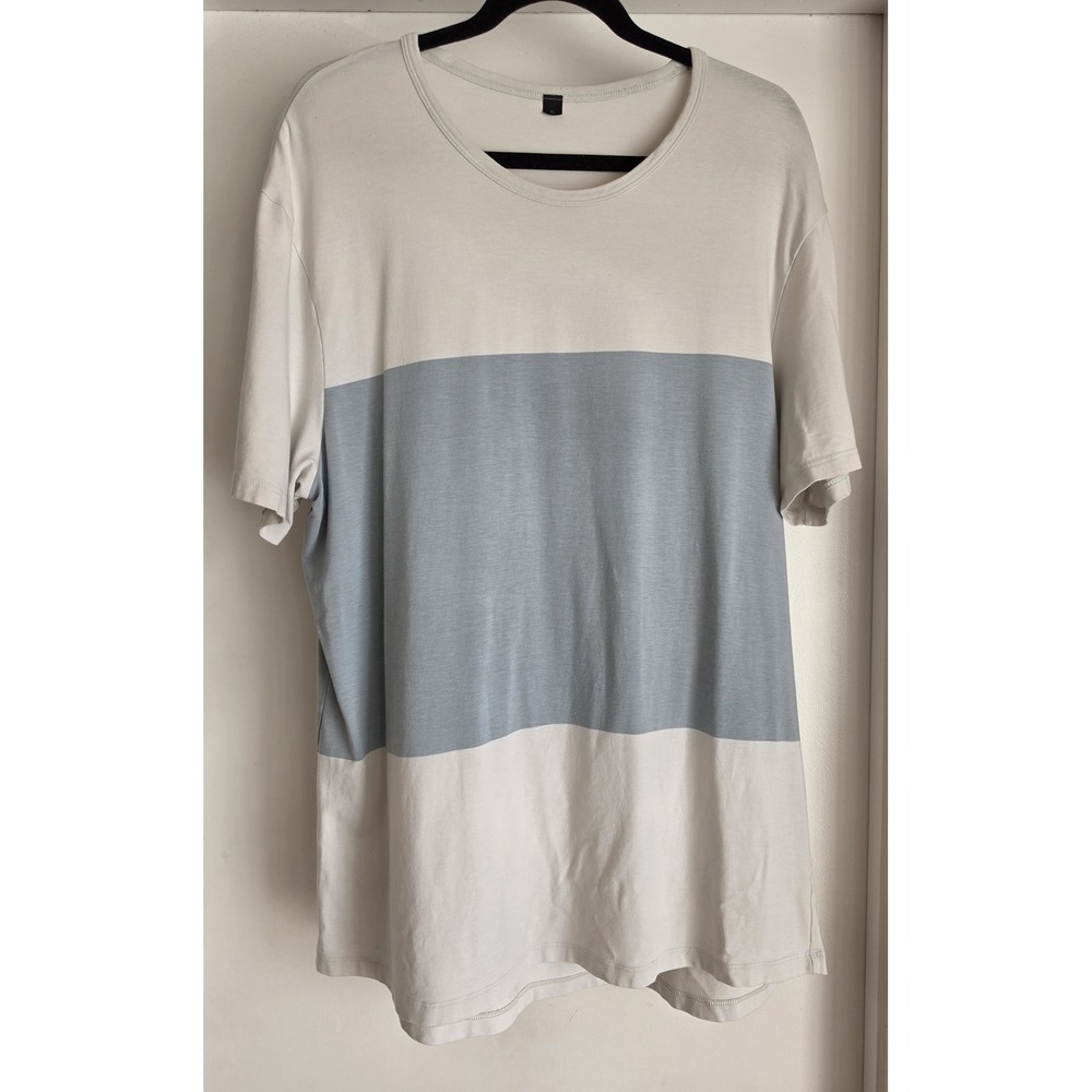Lululemon Men XL Striped Crew Neck T-Shirt Grey White Casual Athleisure Tee